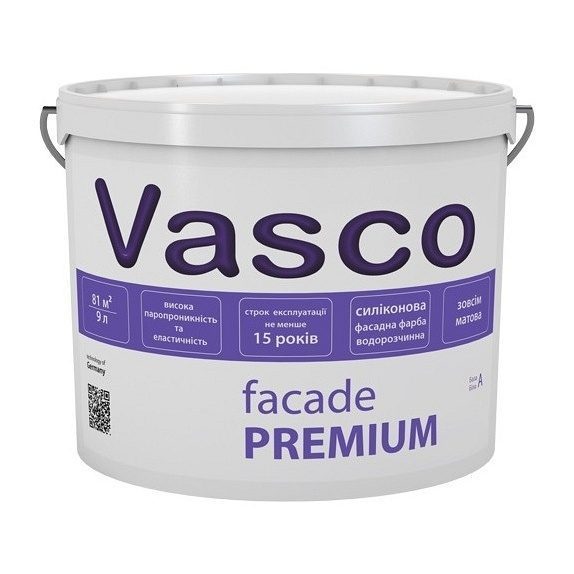 Фасадная краска силиконовая Vasco facade PREMIUM - водоразбавляемая, 9 л цена купить в Киеве